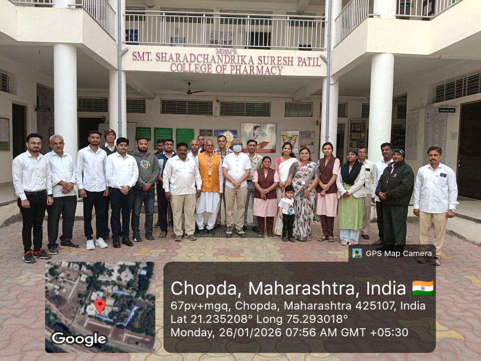 Smt. Sharadchandrika Suresh Patil College of Pharmacy, Chopda proudly celebrated Republic Day on 26 January 2026, upholding the spirit of the Indian Constitution with flag hoisting by Hon. Adv. Sandee